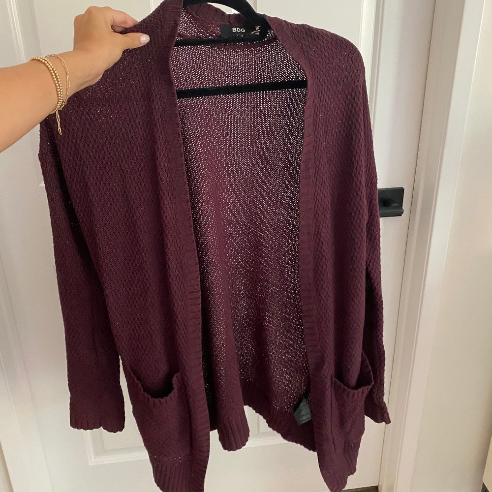 burgundy cardigan